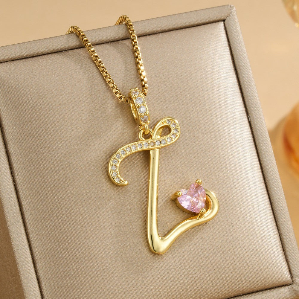 Coquette Heart Initial Necklace