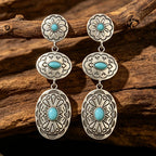 Western Turquoise Totem Drop Earrings