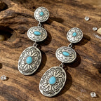Western Turquoise Totem Drop Earrings
