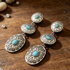 Western Turquoise Totem Drop Earrings