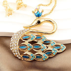 Regal Crown Swan Pendant Necklace