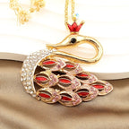 Regal Crown Swan Pendant Necklace