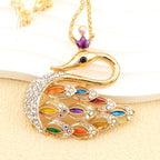 Regal Crown Swan Pendant Necklace