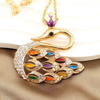 Regal Crown Swan Pendant Necklace