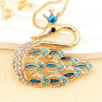 Regal Crown Swan Pendant Necklace
