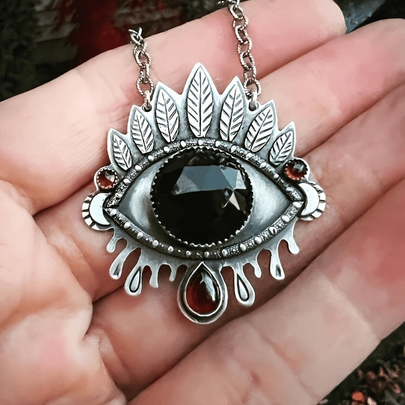 Gothic Leaf Eye Pendant Necklace