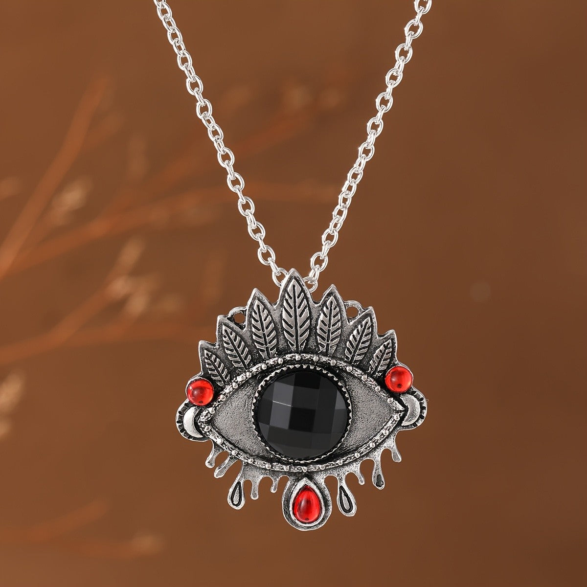 Gothic Leaf Eye Pendant Necklace