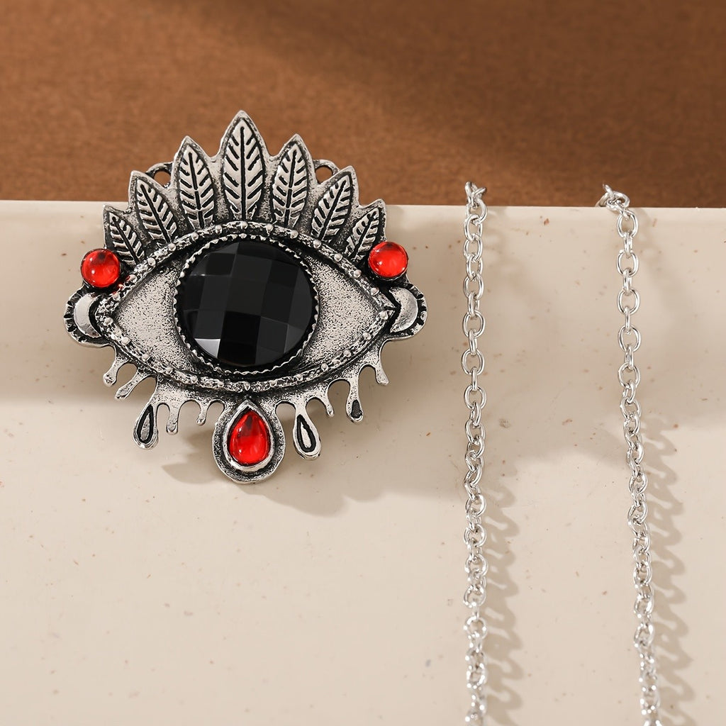 Gothic Leaf Eye Pendant Necklace