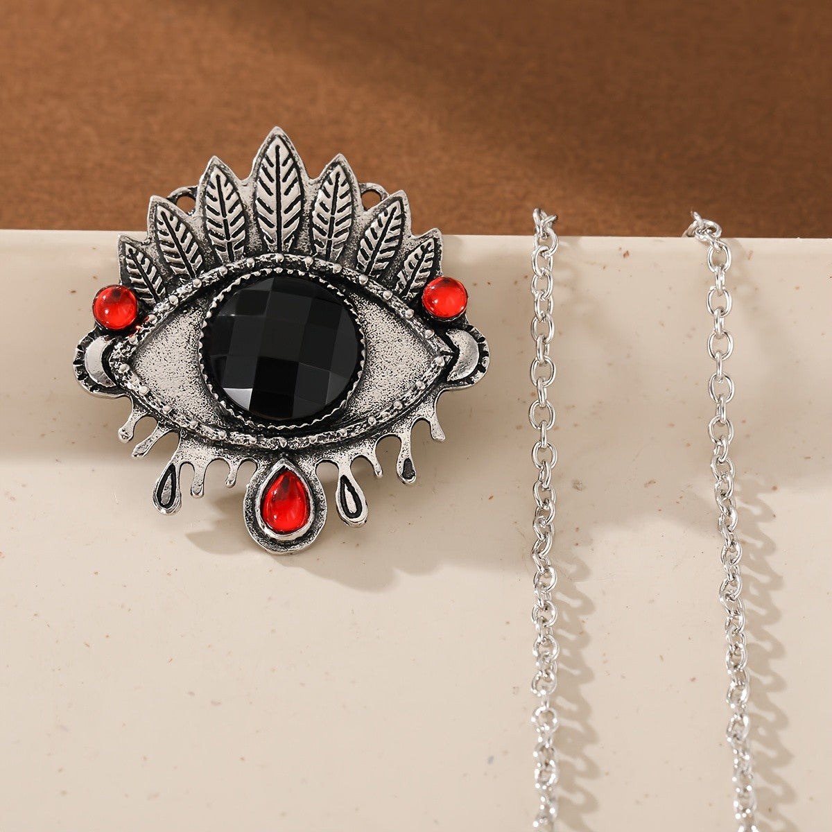 Gothic Leaf Eye Pendant Necklace