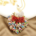 Regal Rainbow Peacock Necklace