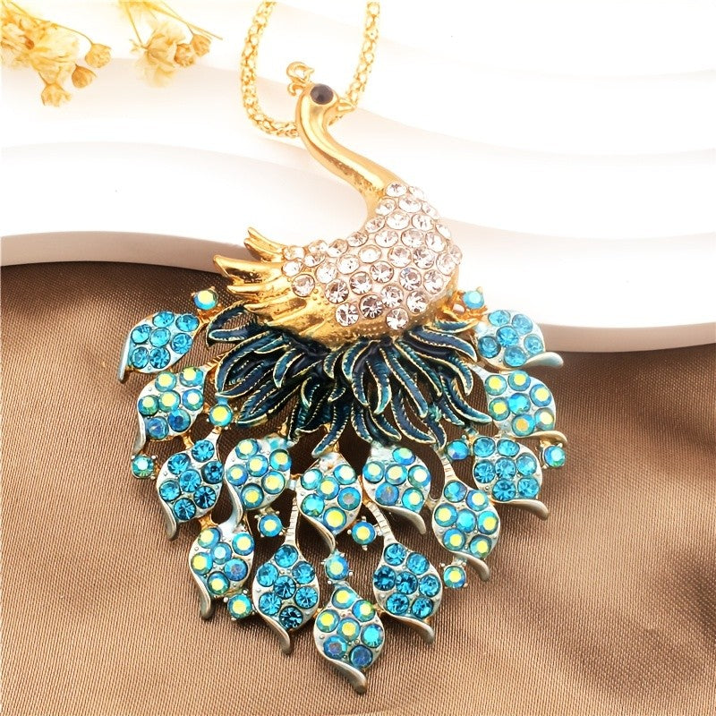 Regal Rainbow Peacock Necklace
