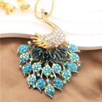 Regal Rainbow Peacock Necklace