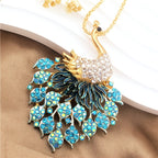 Regal Rainbow Peacock Necklace