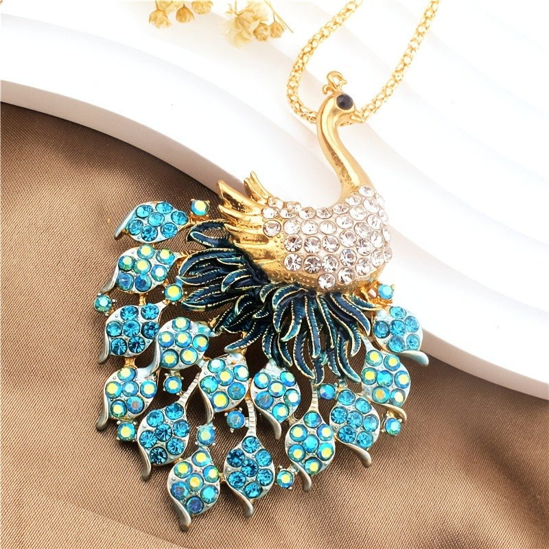 Regal Rainbow Peacock Necklace