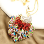 Regal Rainbow Peacock Necklace