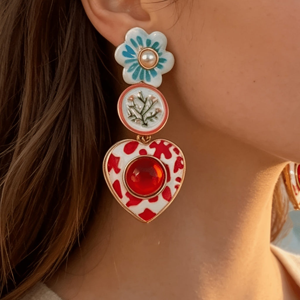Heirloom Bloom Enamel Drop Earrings