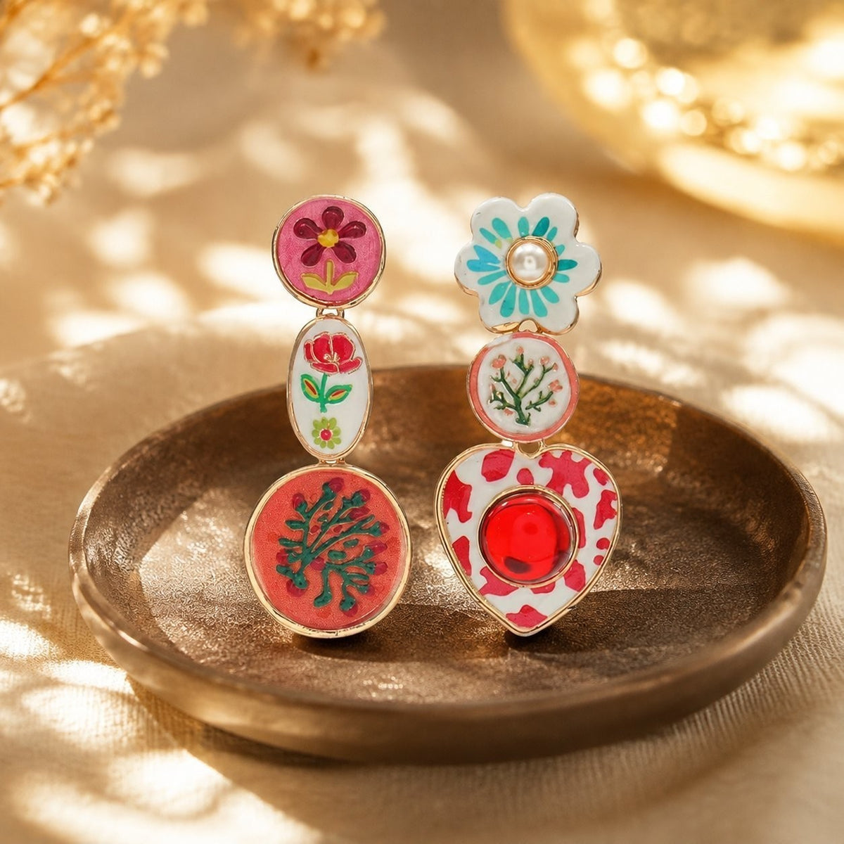 Heirloom Bloom Enamel Drop Earrings