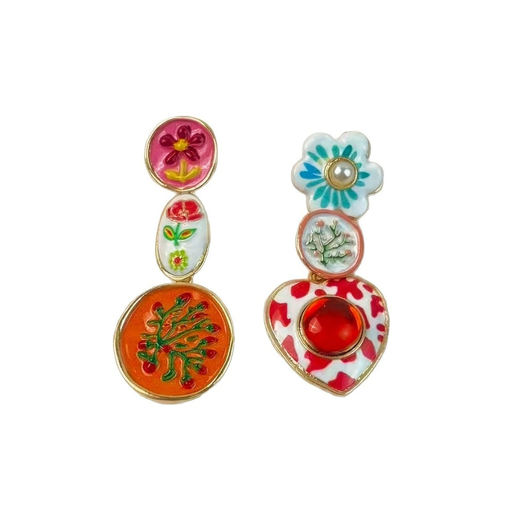 Heirloom Bloom Enamel Drop Earrings