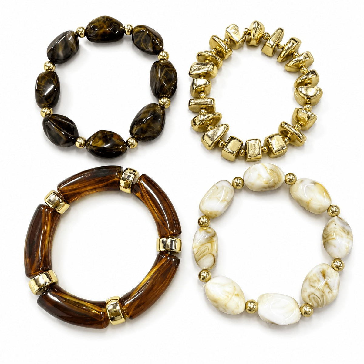 4pc Chunky Boho Beaded Bracelet Set